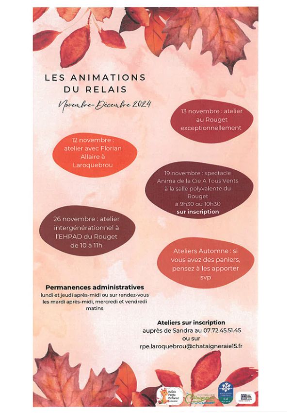 Calendrier d’animations du Relais petite enfance