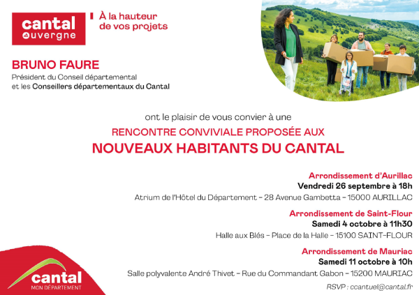 RENCONTRE CONVIVIALE PROPOSÉE AUX NOUVEAUX HABITANTS DU CANTAL